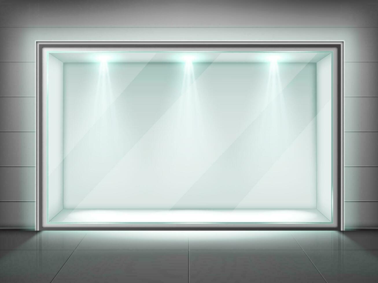 Glass wall frame,  showcase with light vector