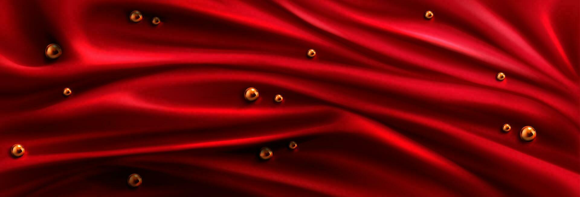 Red silk fabric background, satin cloth texture vector