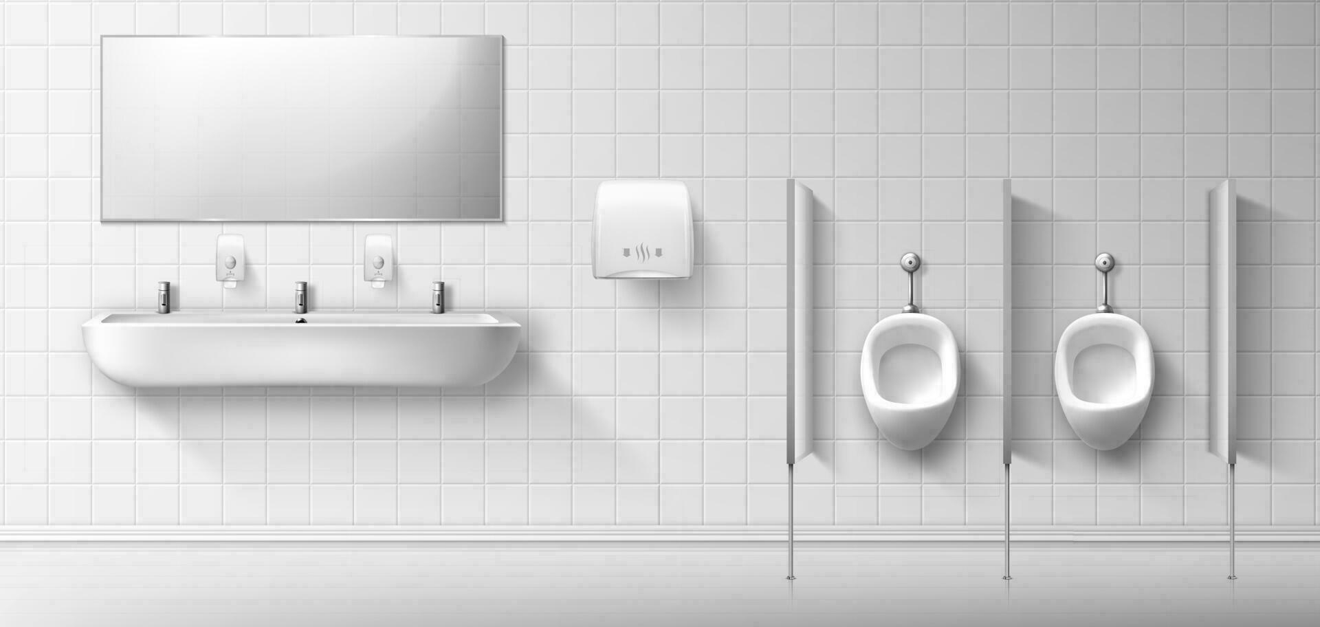 público masculino baño con urinario, lavabo y espejo vector