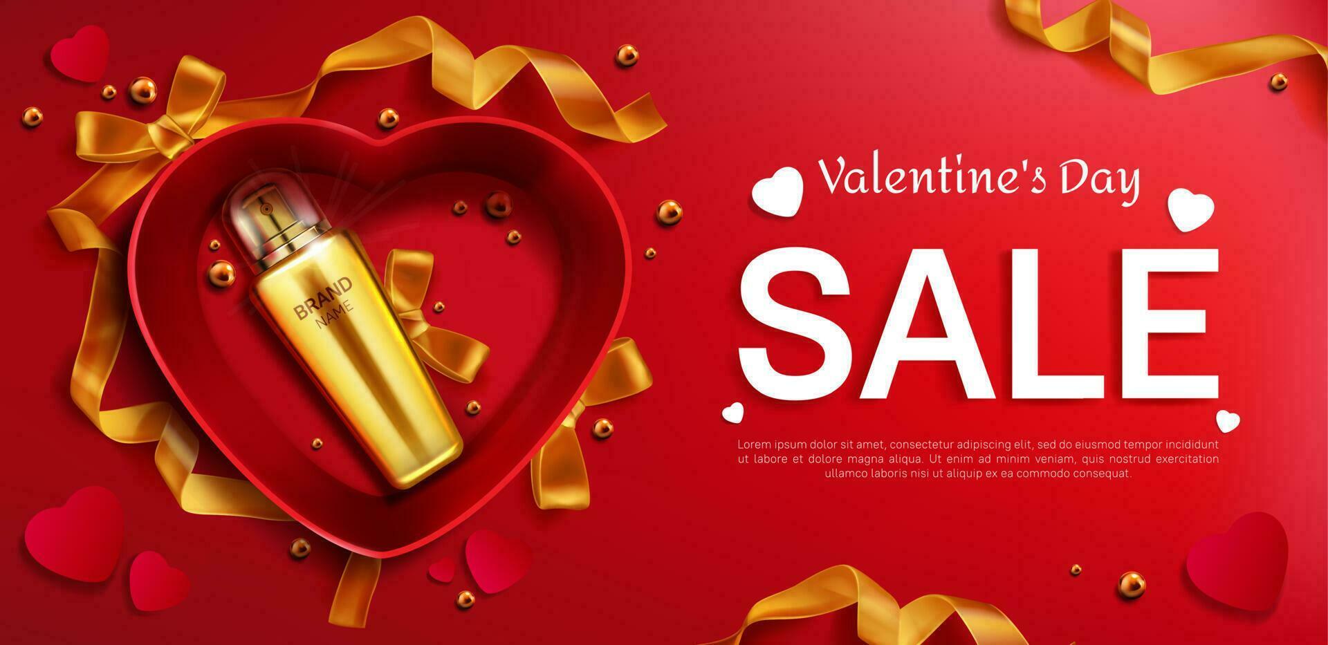 Cosmetics bottle for Valentine's day sale banner vector