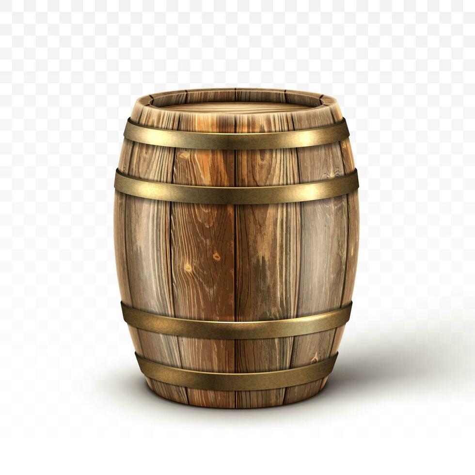 vector realista de madera barril para vino o cerveza