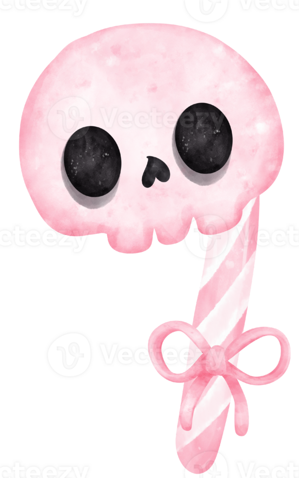 Cute Pink Halloween sweet candy cane cartoon hand painted watercolor illustration png