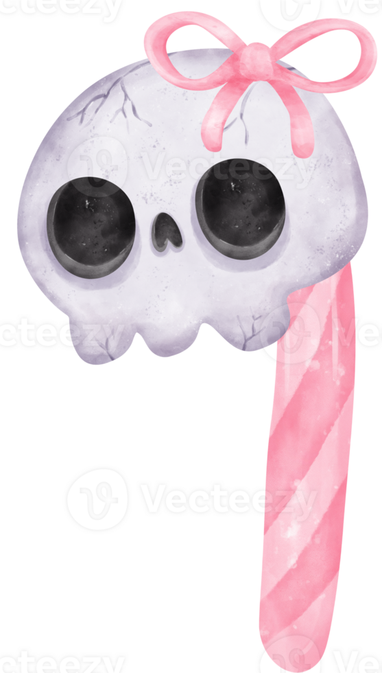 Cute Pink Halloween sweet candy cane cartoon hand painted watercolor illustration png