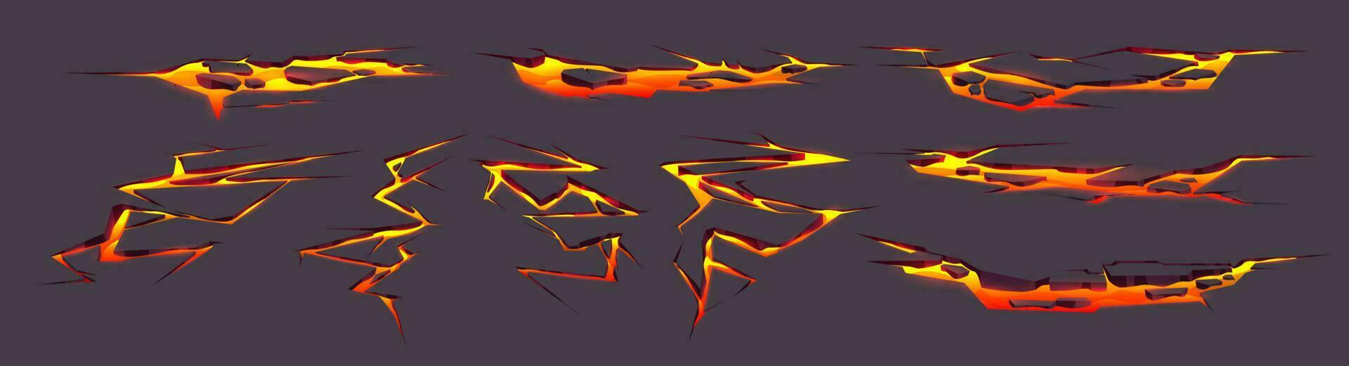 Volcano lava crack texture effect in ground vector