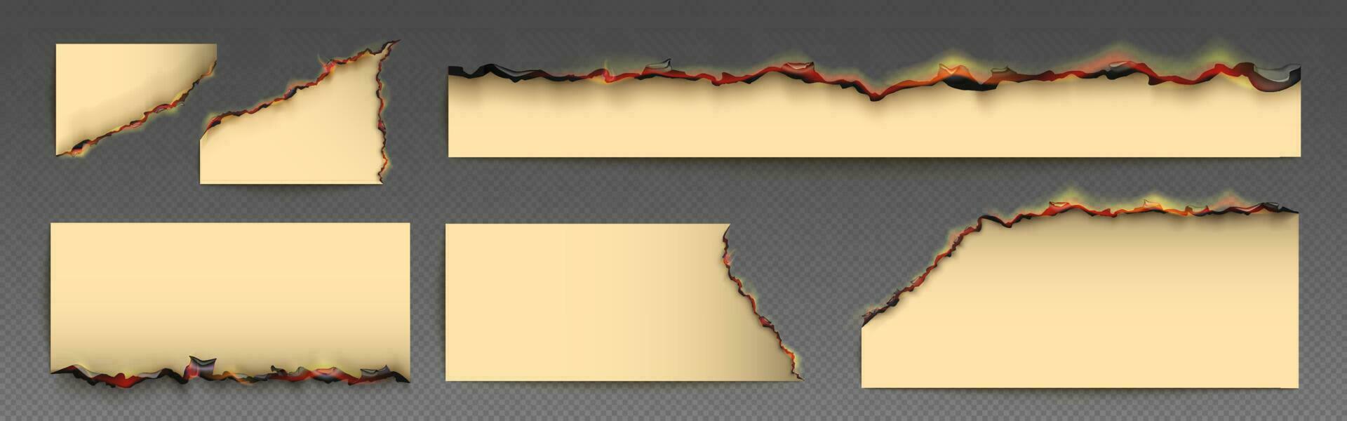 Burnt parchment paper edge effect with fire vector