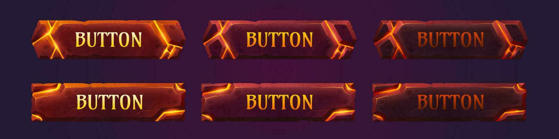 Lava game buttons animation set vector