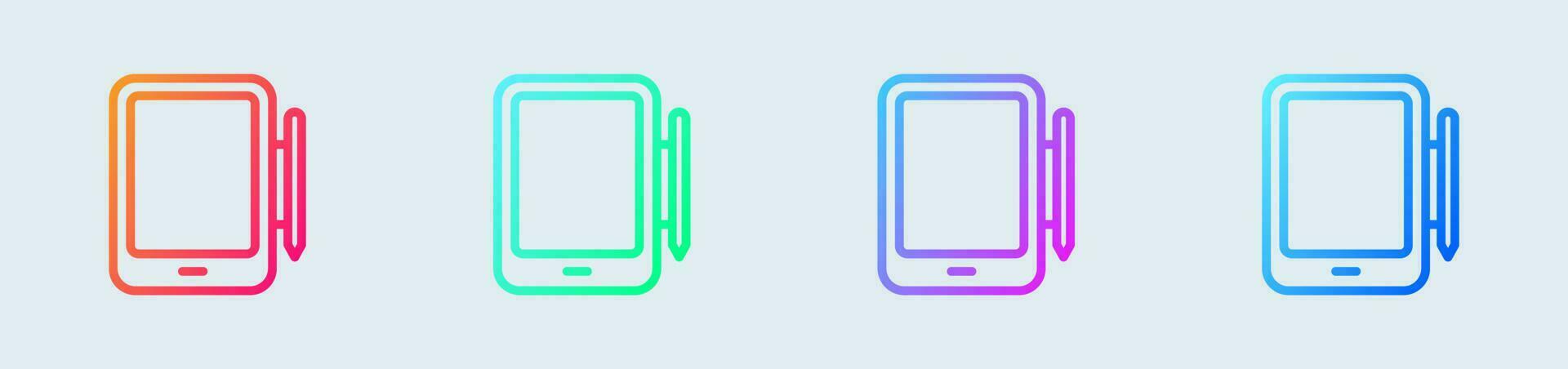 Tablet line icon in gradient colors. Device signs vector illustration.