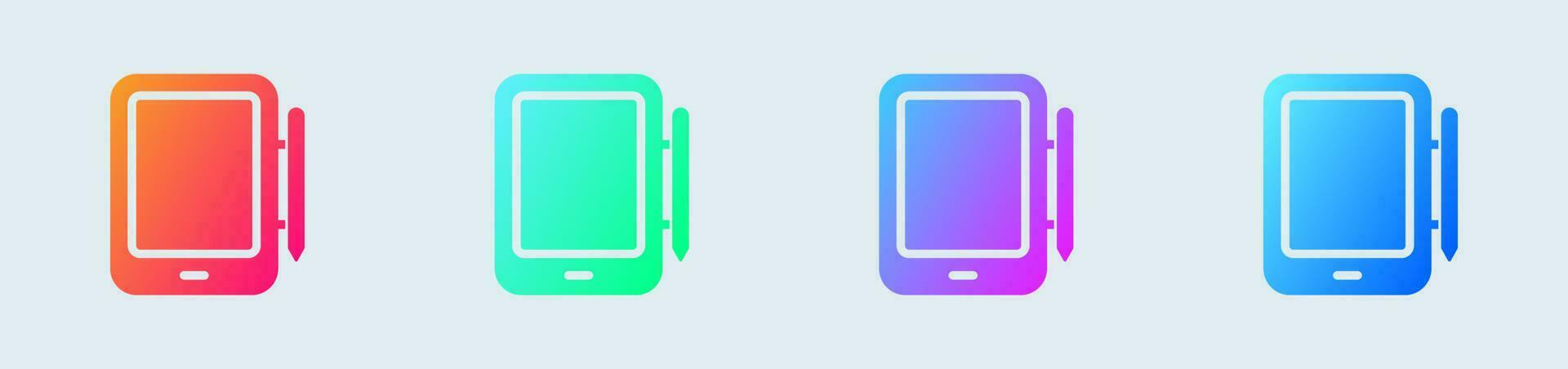 tableta sólido icono en degradado colores. dispositivo señales vector ilustración.