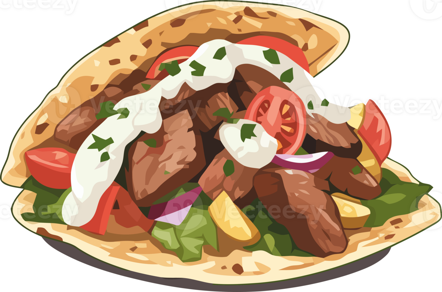 Traditional Greek wrapped sandwich gyros png