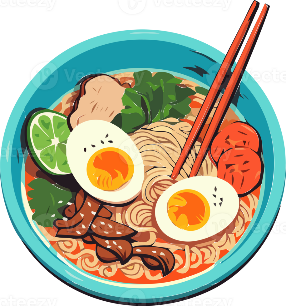 mano disegnato carino ramen spaghetto giapponese cibo illustrazione png