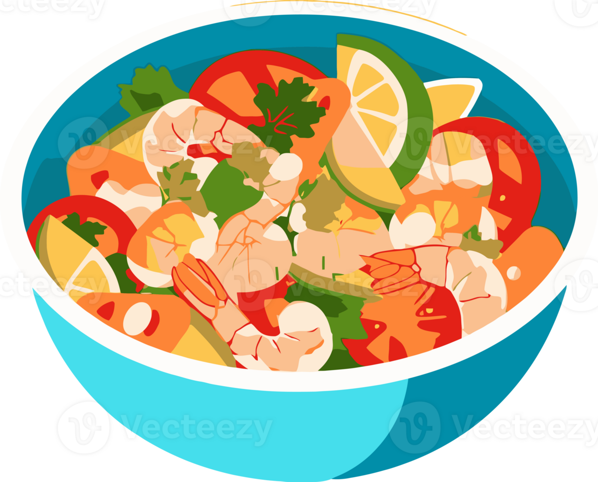 Mix of Sea food and fish peruvian ceviche illustration png