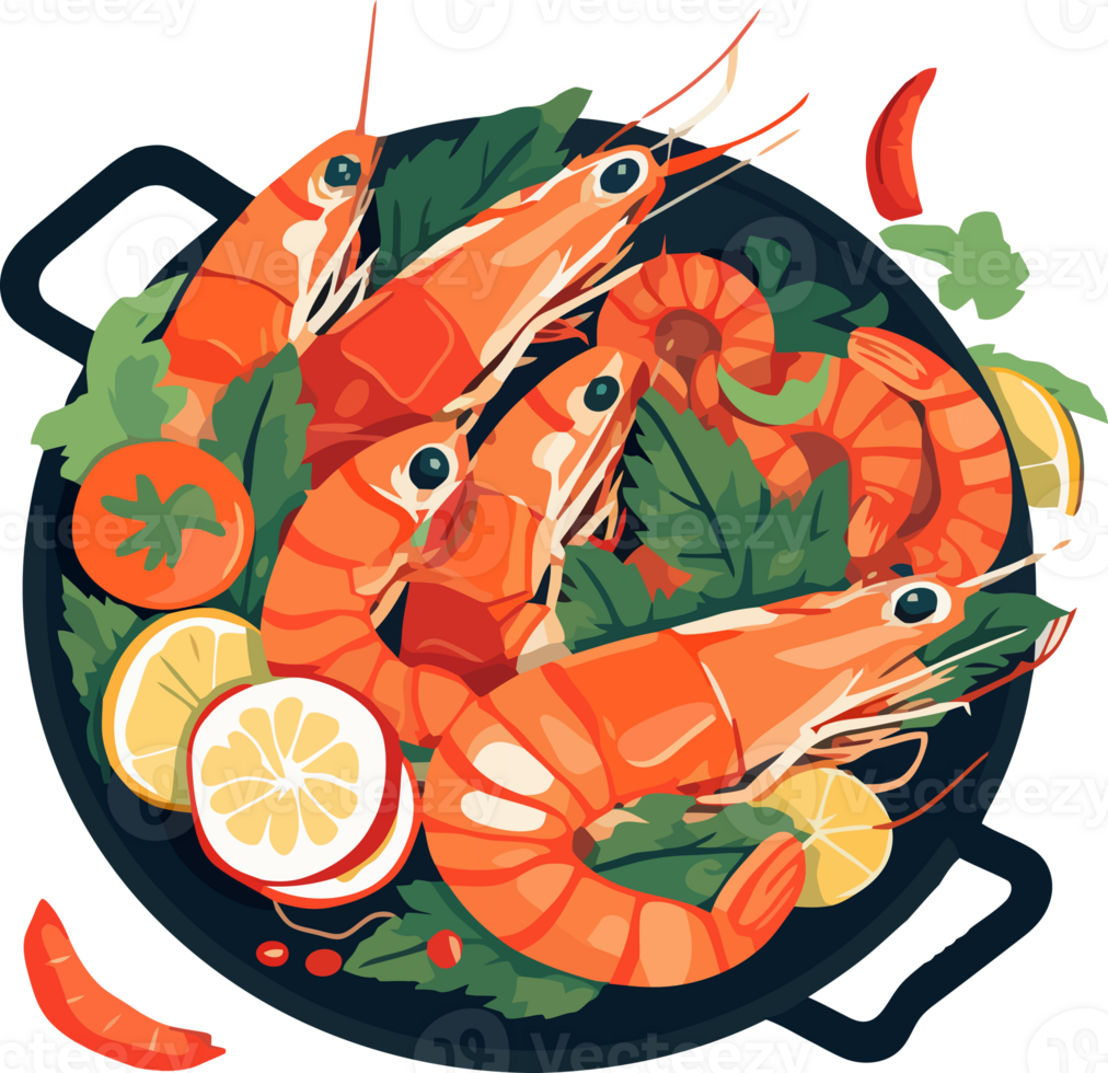 gambas en la plancha, traditionell spanska tapa maträtt illustration png