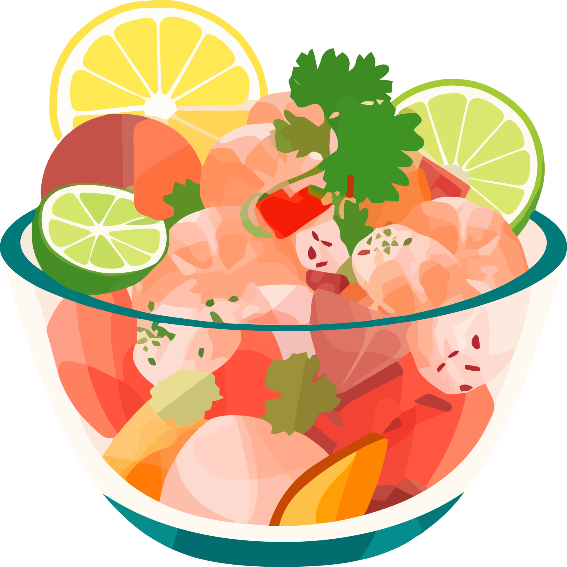 Ceviche de crevette avec légumes, épices et citron vert illustration