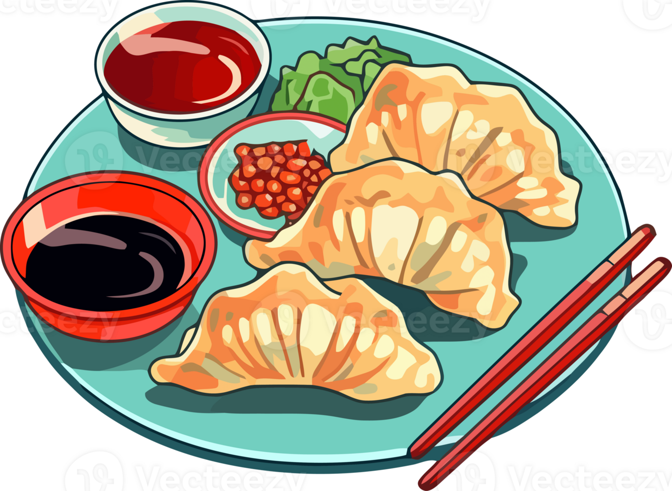 gyoza japonés tradicional alimento, asiático bola de masa hervida póster ilustración png