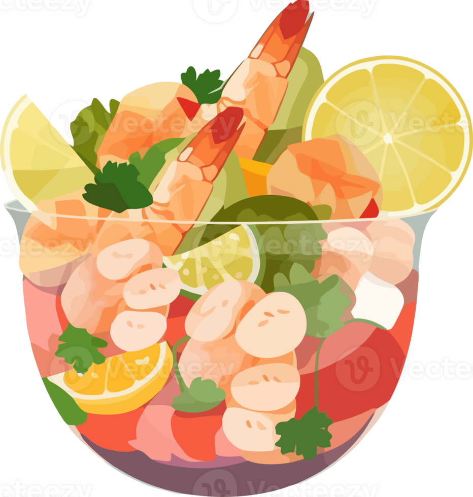 The Peruvian mixed ceviche, traditional dish illustration png