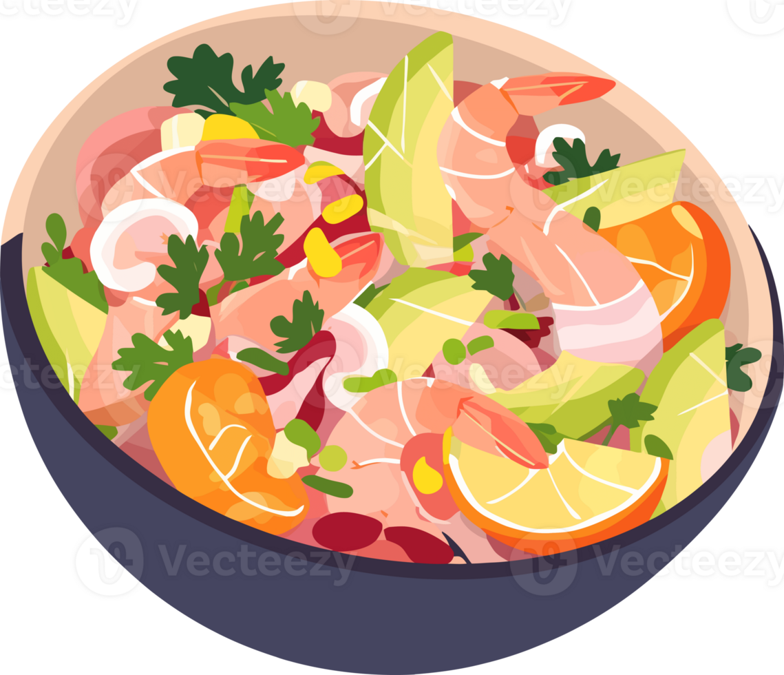 Mix of Sea food peruvian ceviche illustration png