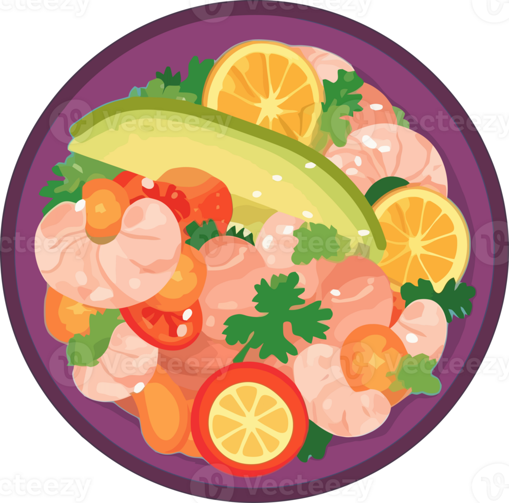Mix of Sea food peruvian ceviche illustration png