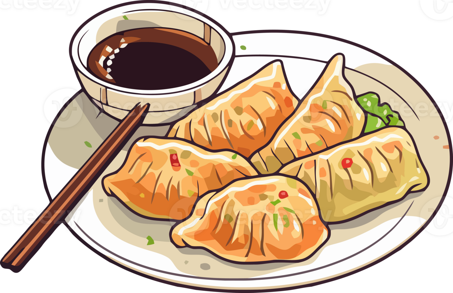 japanese food gyoza dumplings, hand drawn illustration png