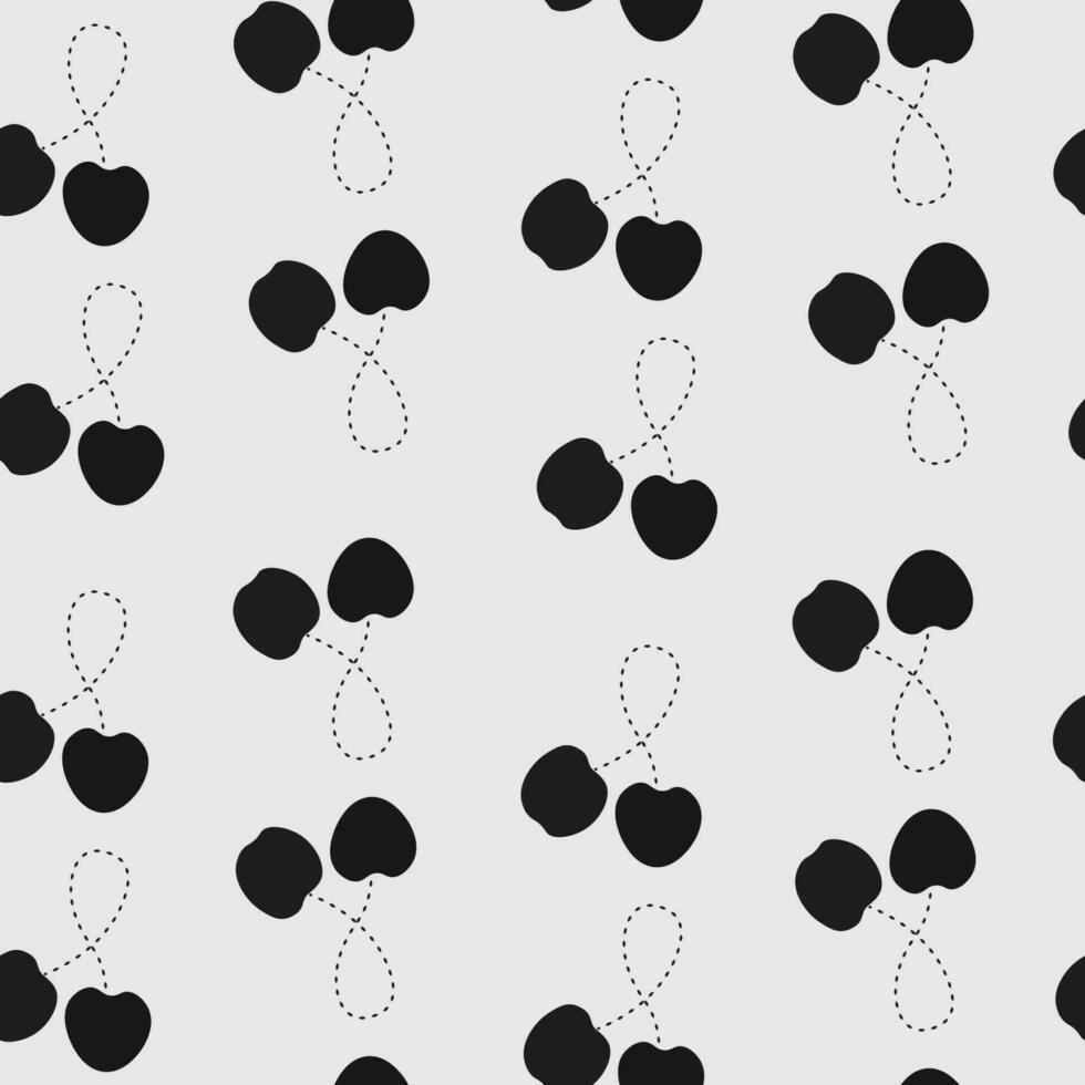 A pattern of black cherries on a grey background vector