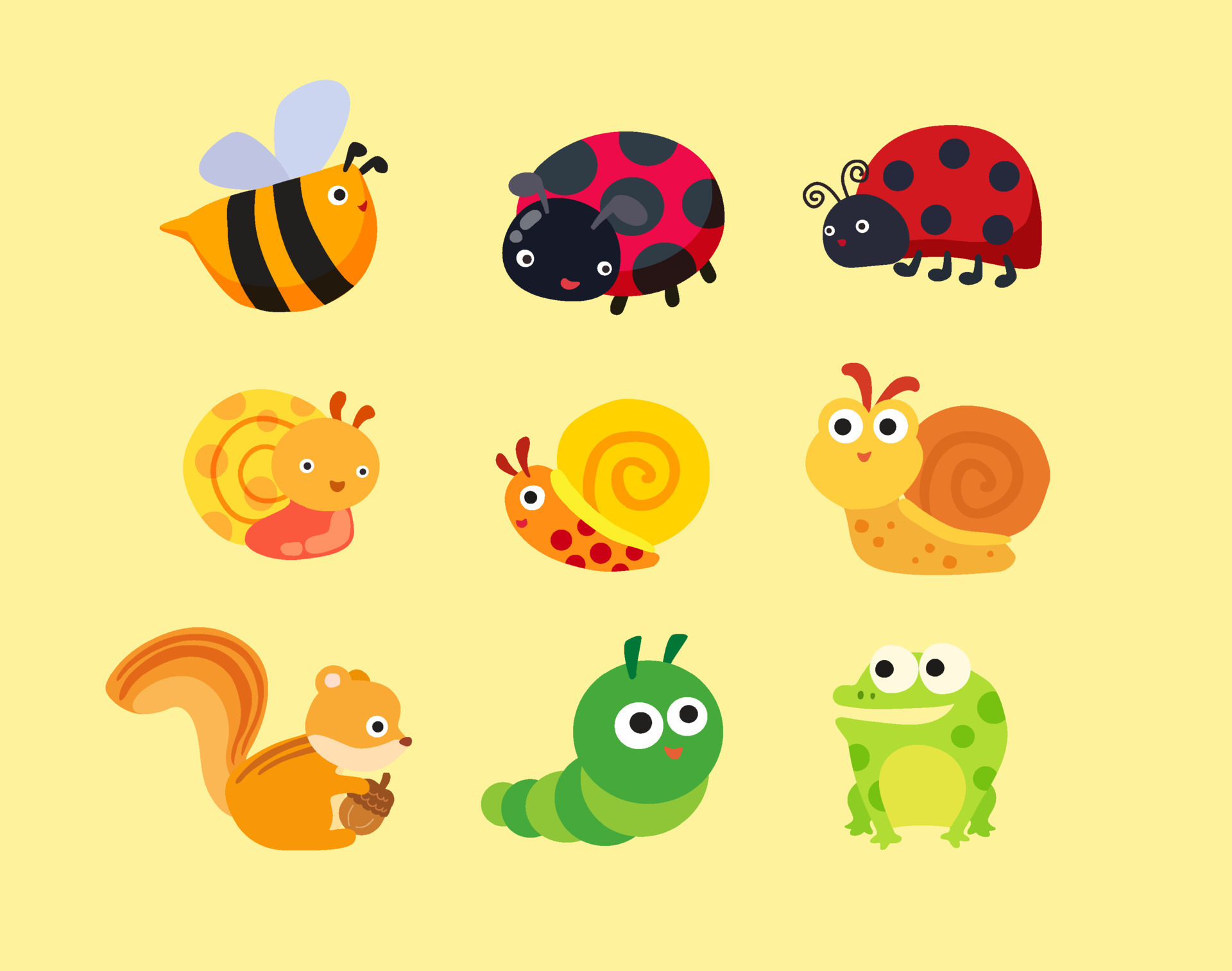 Vector coloured animals and insects collection 23870138 Vector Art at ...