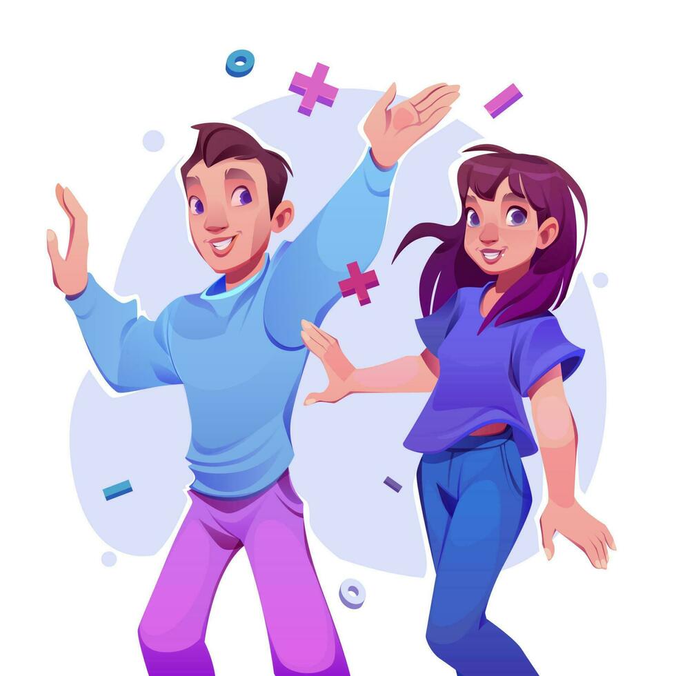 Happy young people, man and woman have fun vector