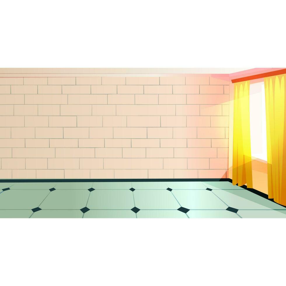 Empty room with tiled floor and window. vector