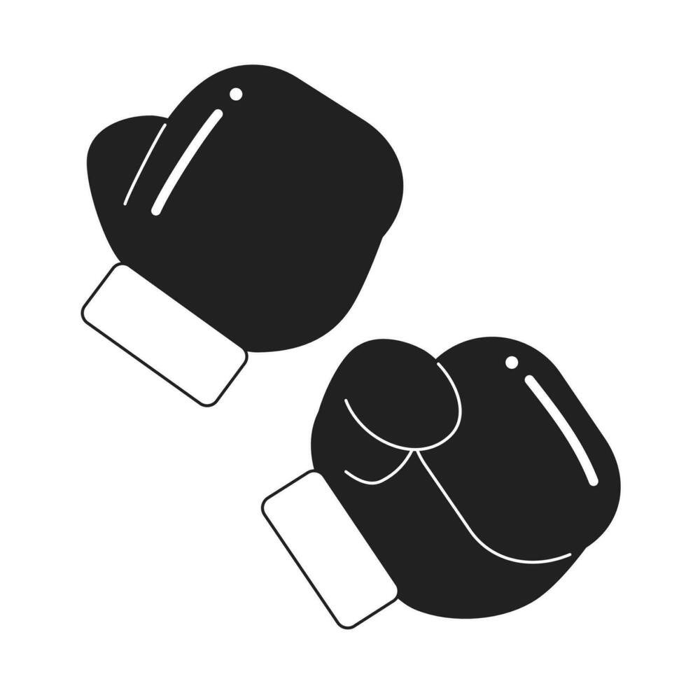 Boxing fists in gloves monochrome flat vector object. Professional sportswear for boxer. Editable black and white thin line icon. Simple cartoon clip art spot illustration for web graphic design