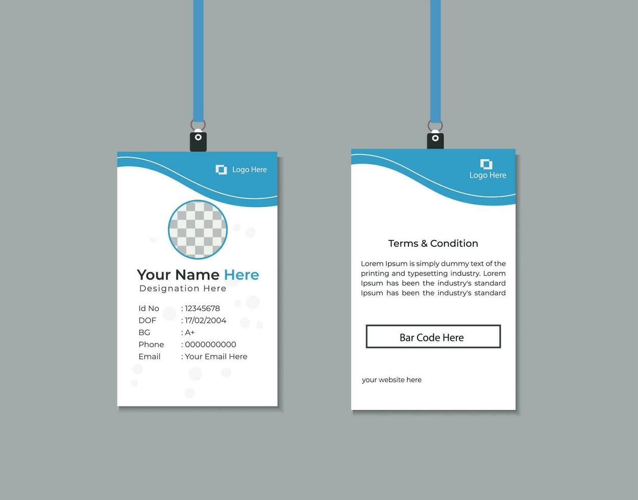 Blue Color School and College Student Id Card Design vector