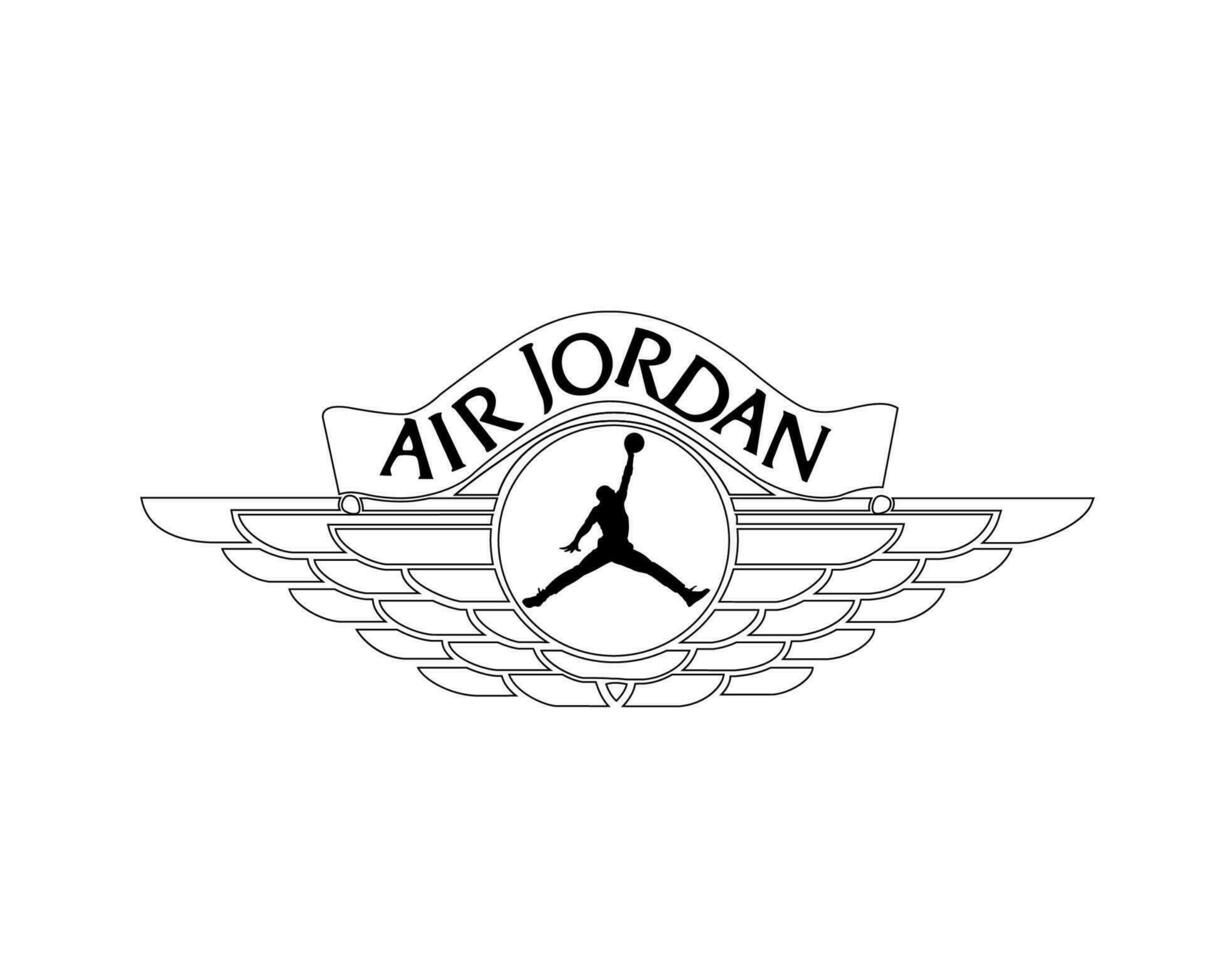 Air Flight Jordan Logo Brand Symbol Black Design Clothes Sportwear Vector Illustration