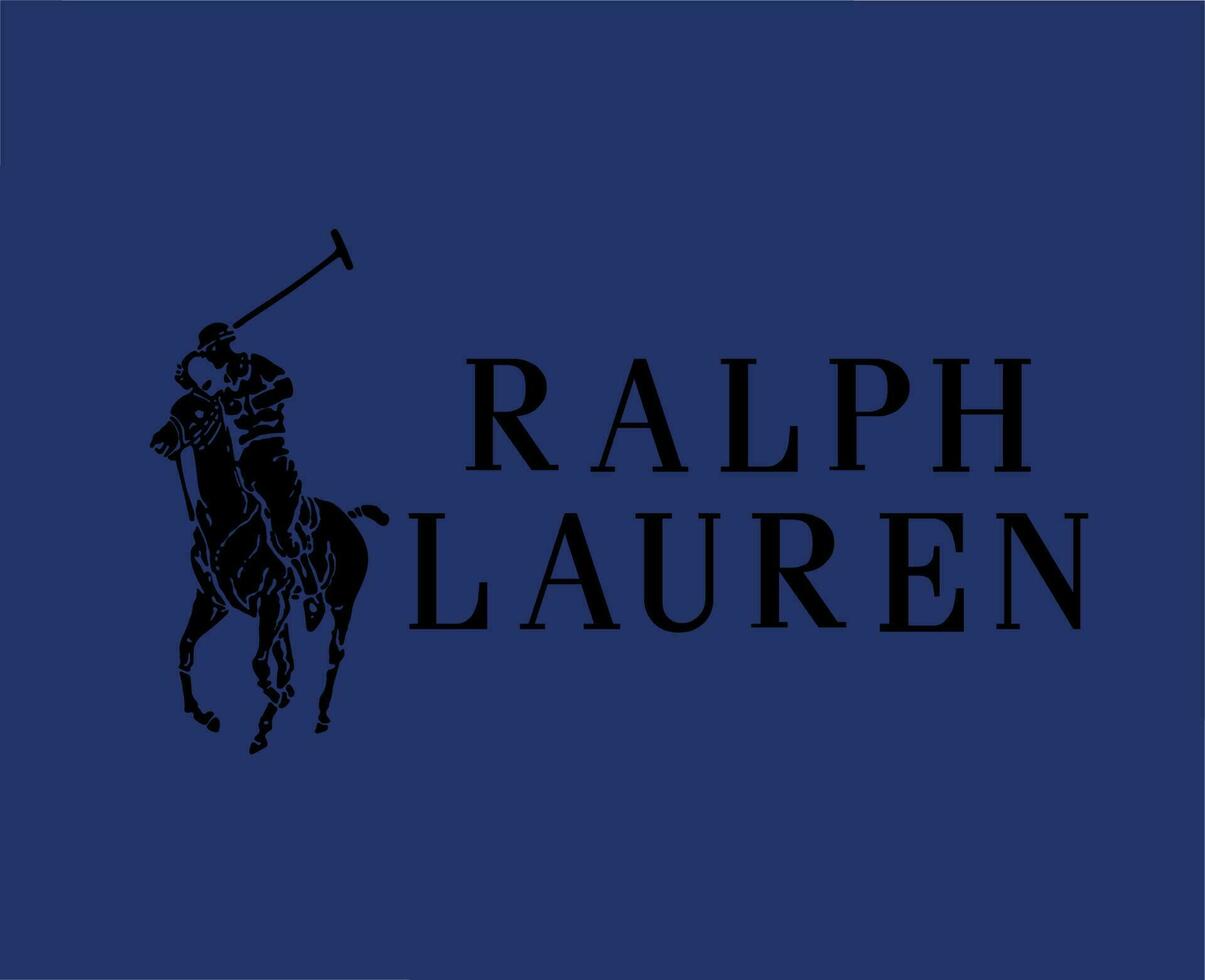 Ralph Lauren Brand Symbol Black Logo Clothes Design Icon Abstract Vector Illustration With Blue Background