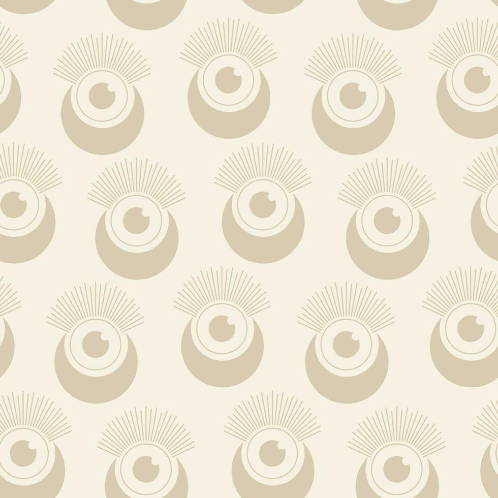 Retro style all-seeing eye minimalist seamless pattern. Tarot card vector illustration. Aesthetic esoteric bohemian artwork, vector. Background for paper wrap, textile, package