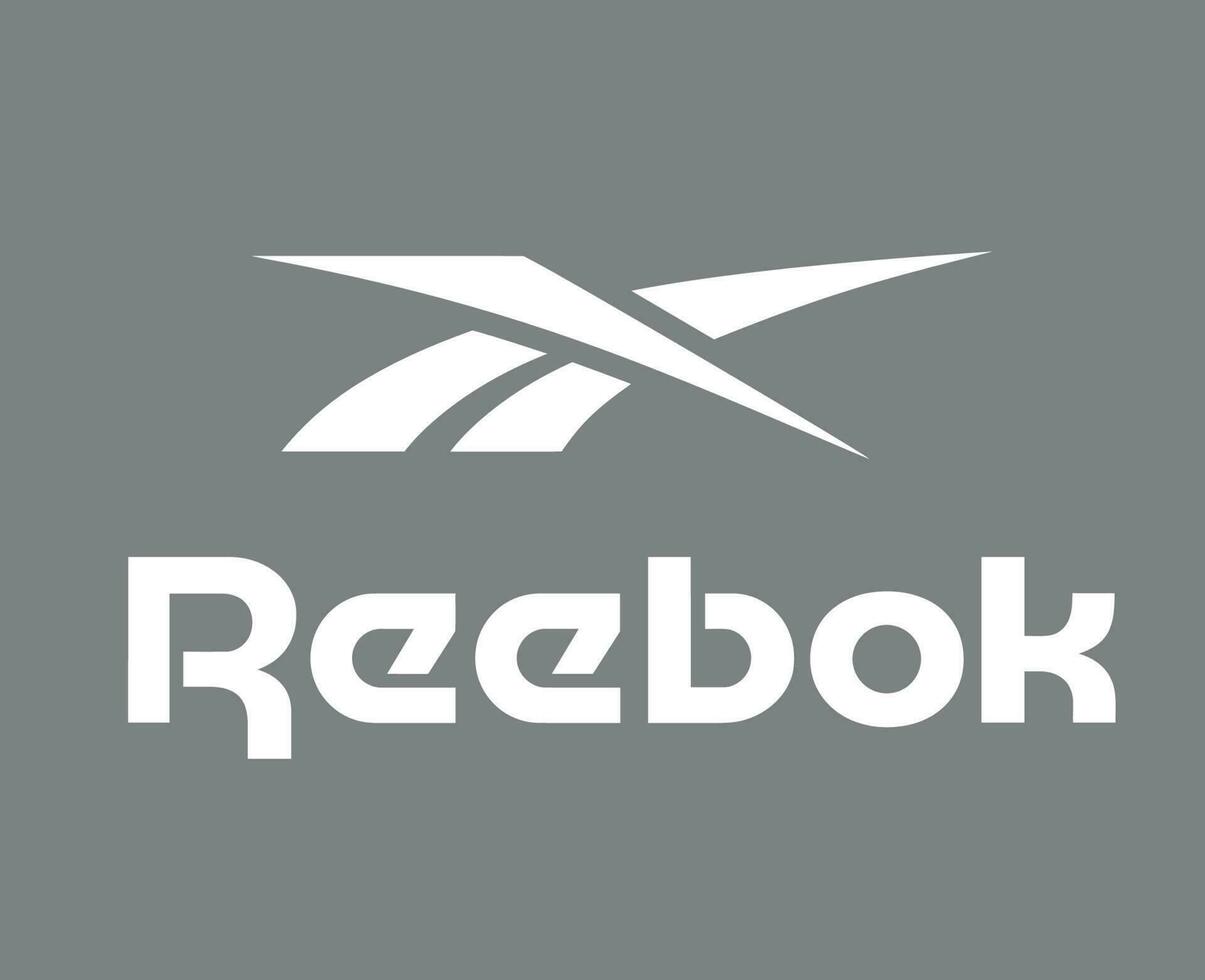 Reebok Logo Brand Clothes With Name White Symbol Design Icon Abstract Vector Illustration With Gray Background
