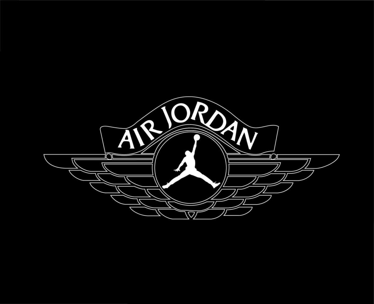 Air Flight Jordan Logo Brand Symbol White Design Clothes Sportwear Vector Illustration With Black Background