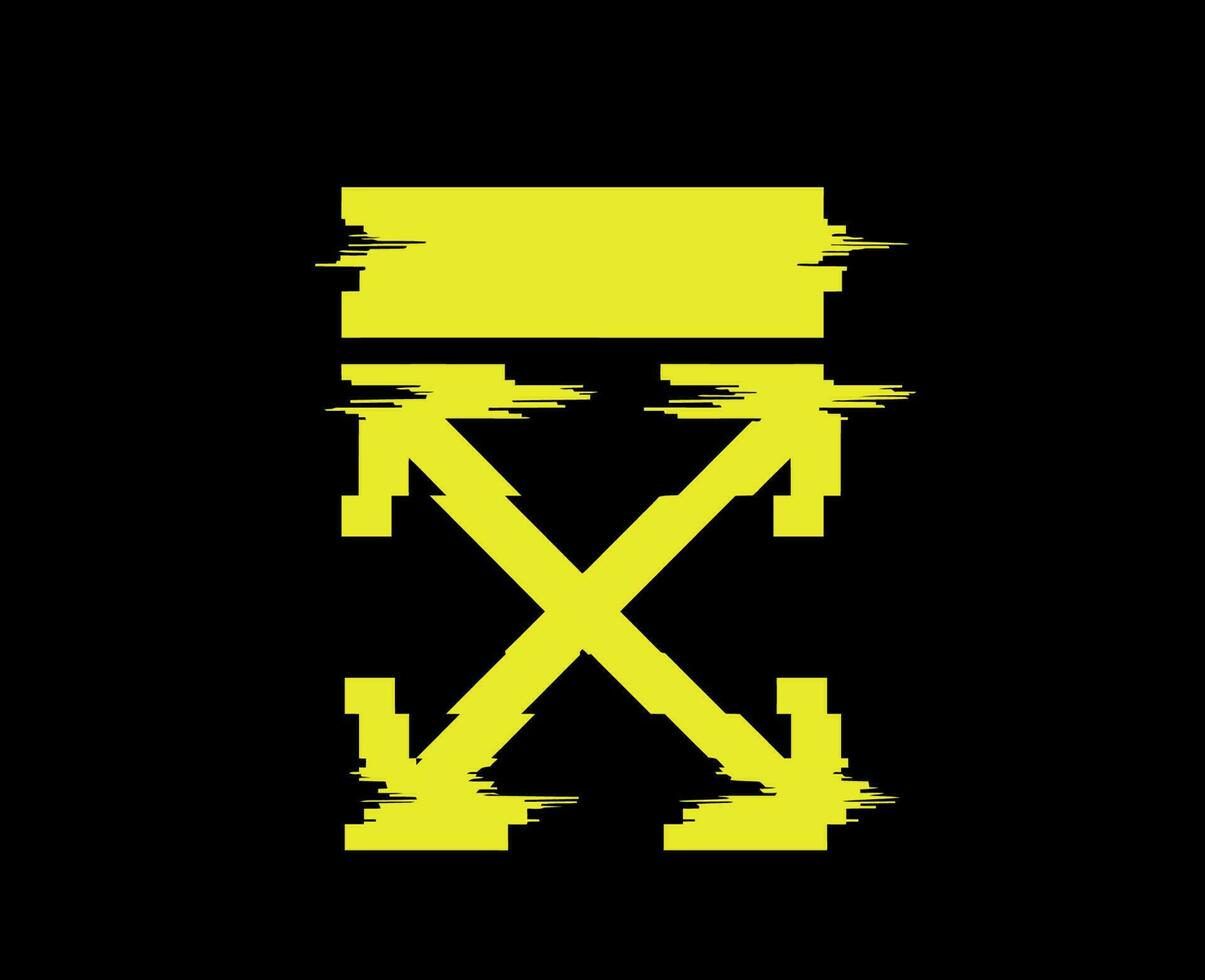 Off-White Brand Logo Yellow Symbol Clothes Design Icon Abstract Vector Illustration With Black Background