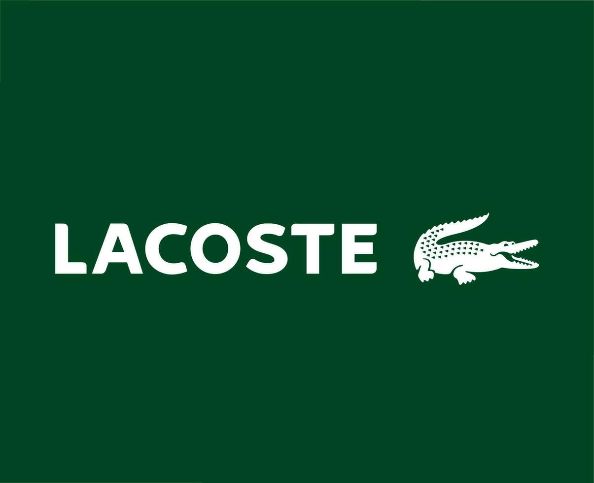 Lacoste Logo Brand Clothes Symbol White Design Fashion Vector Illustration With Green Background