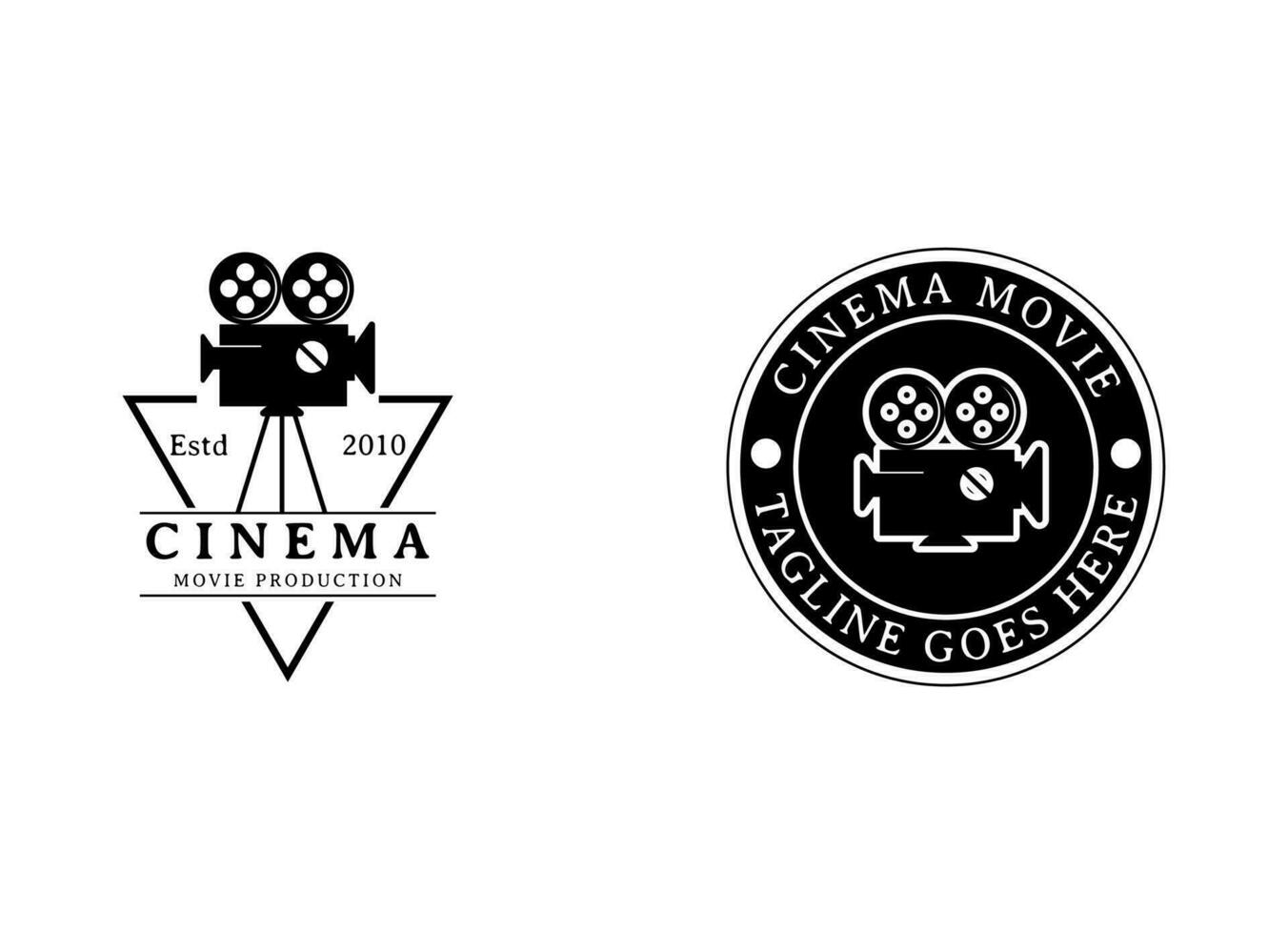 cine logo diseño. película logo. rodar película con cámara logo diseño modelo. vector