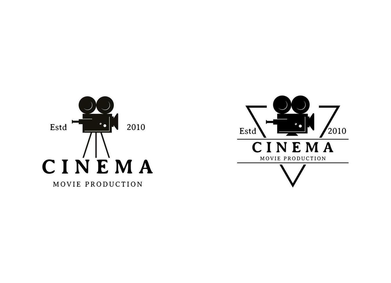 cine logo diseño. película logo. rodar película con cámara logo diseño modelo. vector