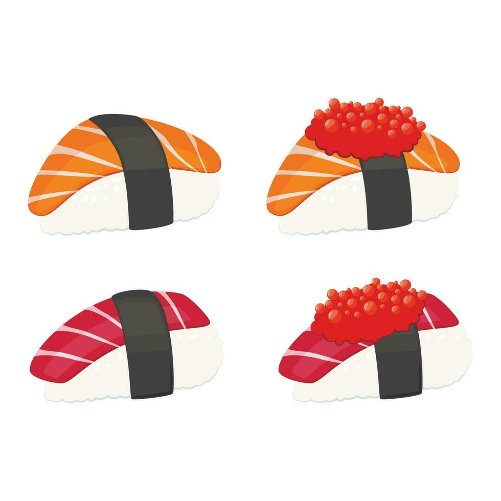 Set of sashimi food japanese illustration, asian food set. Japanese Food Concept vector