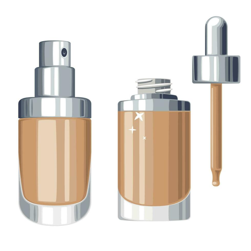 Set of makeup bottles, make up packaging isolated. Makeup Illustrations. Beauty Salon design concept vector