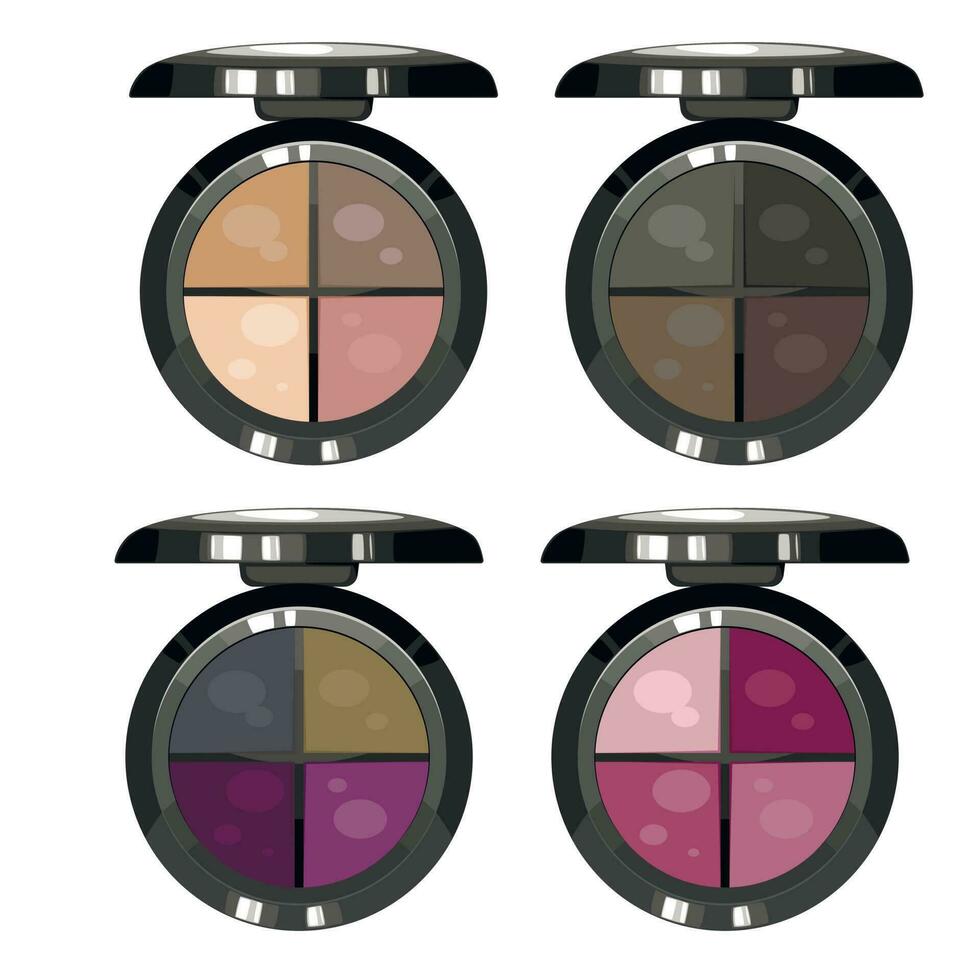 Eye Shadow isolated, makeup blusher case with mirror top view. Makeup Illustrations. Beauty Salon design concept vector