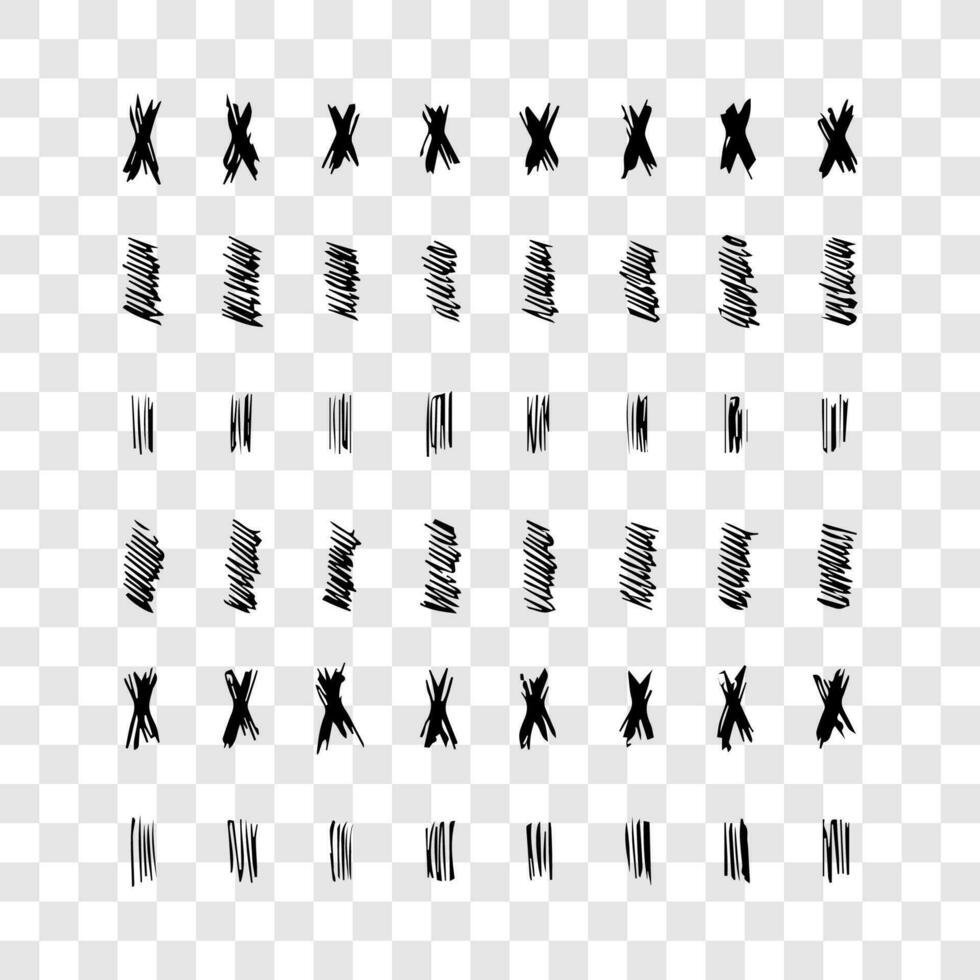 Set of doodle style various wavy lines and strokes. Black hand drawn design elements vector