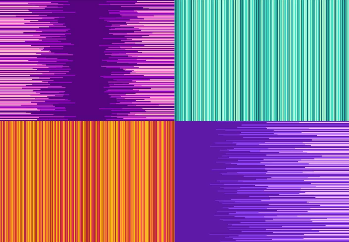 Set of four colorful background with straight lines. Vector illustration.