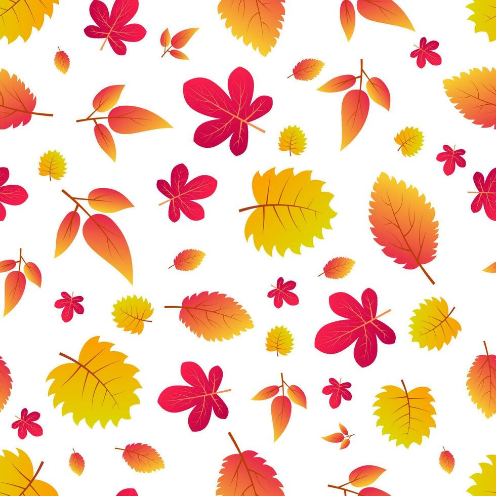 Autumn seamless background with colorful leaves. Design for fall season posters, wrapping papers and holidays decorations. Vector illustration