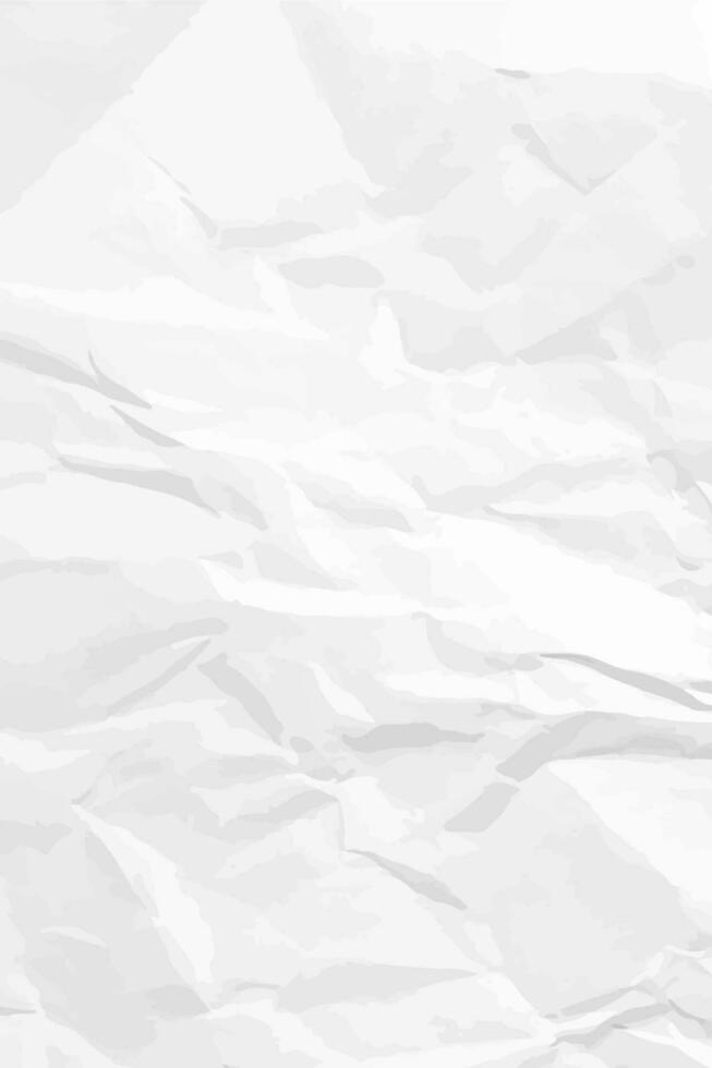 White clean crumpled paper background. Vertical crumpled empty paper template for posters and banners. Vector illustration