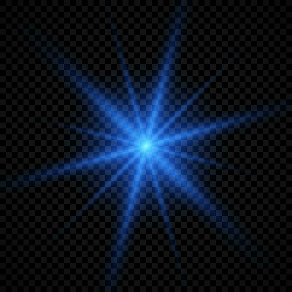 Light effect of lens flares. Blue glowing lights starburst effects with sparkles vector