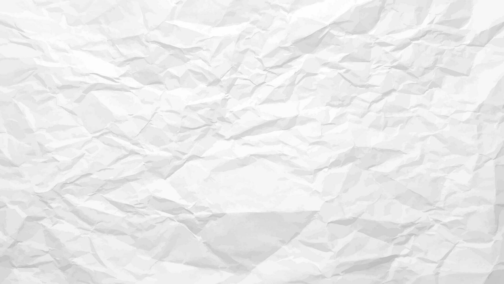 White clean crumpled paper background. Horizontal crumpled empty paper template for posters and banners. Vector illustration