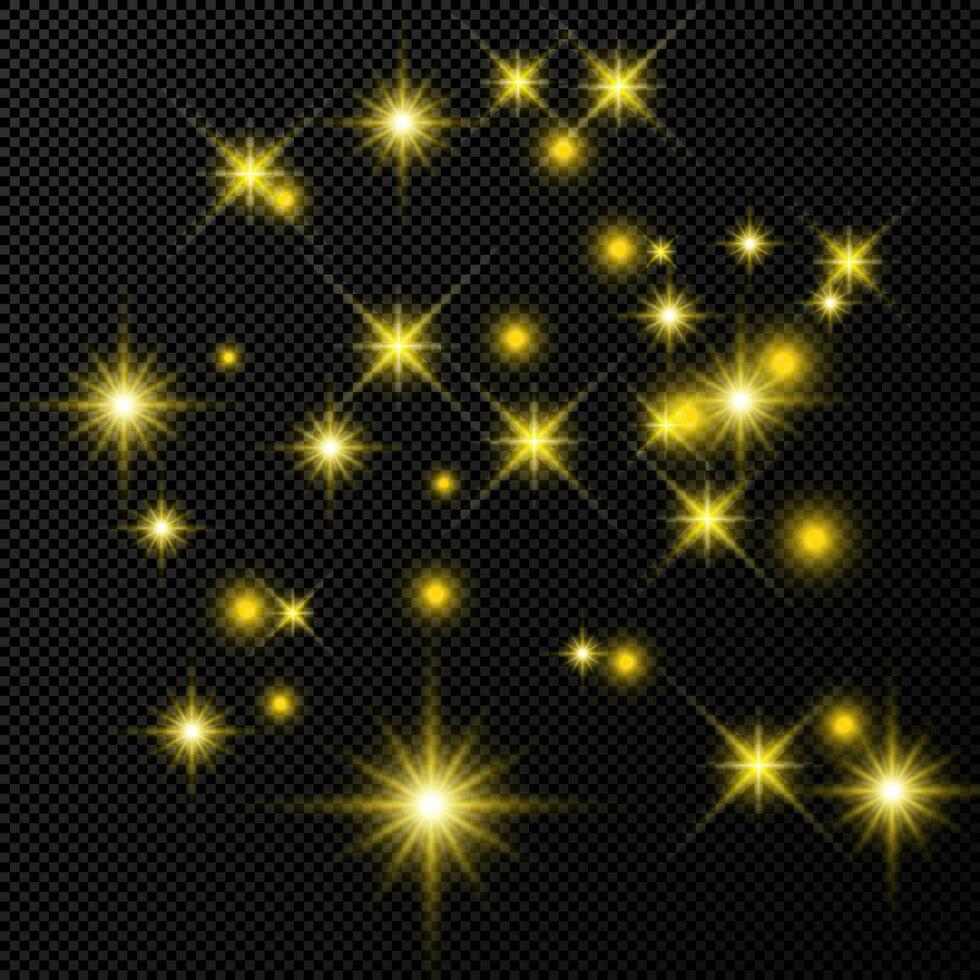 Gold backdrop with stars and dust sparkles isolated on dark vector
