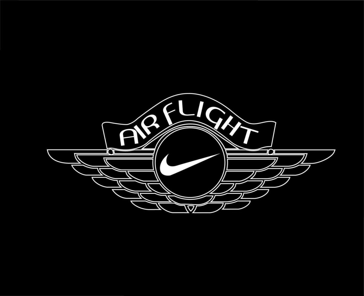 Air Flight Nike Logo Brand Symbol White Design Clothes Sportwear Vector Illustration With Black Background