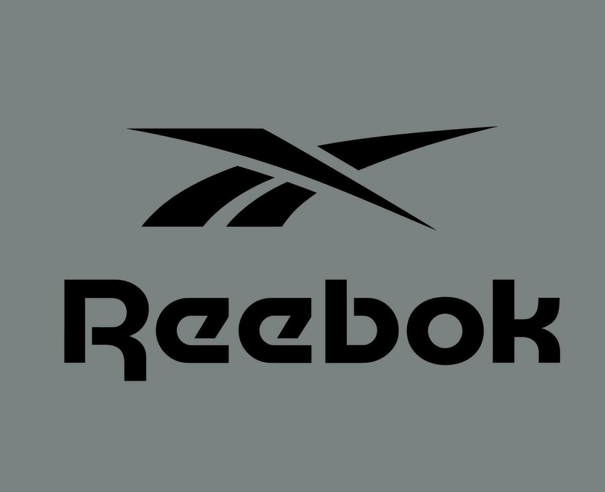 Reebok Logo Brand Clothes With Name Black Symbol Design Icon Abstract Vector Illustration With Gray Background