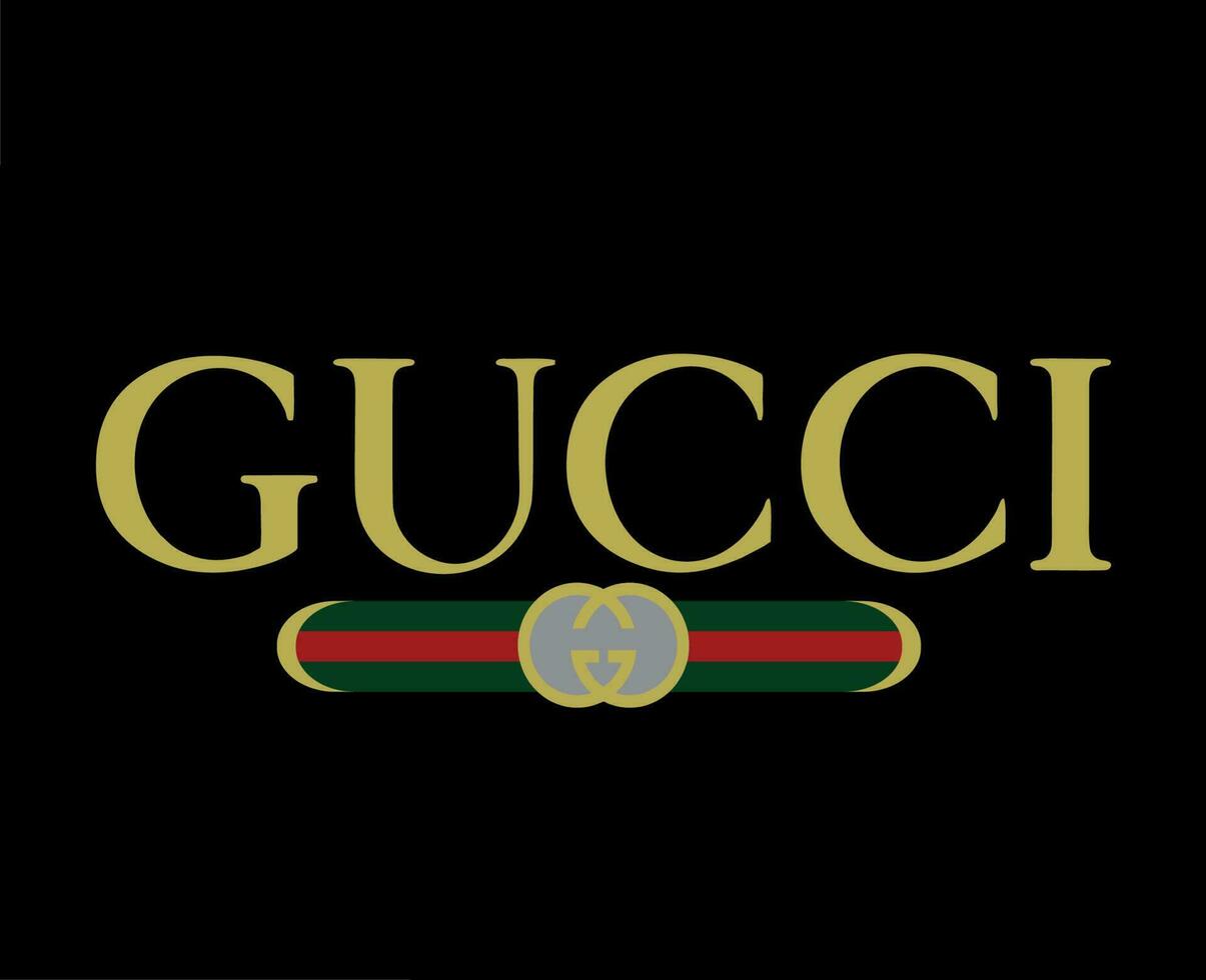 gucci marca logo símbolo con nombre diseño ropa Moda vector ilustración con negro antecedentes